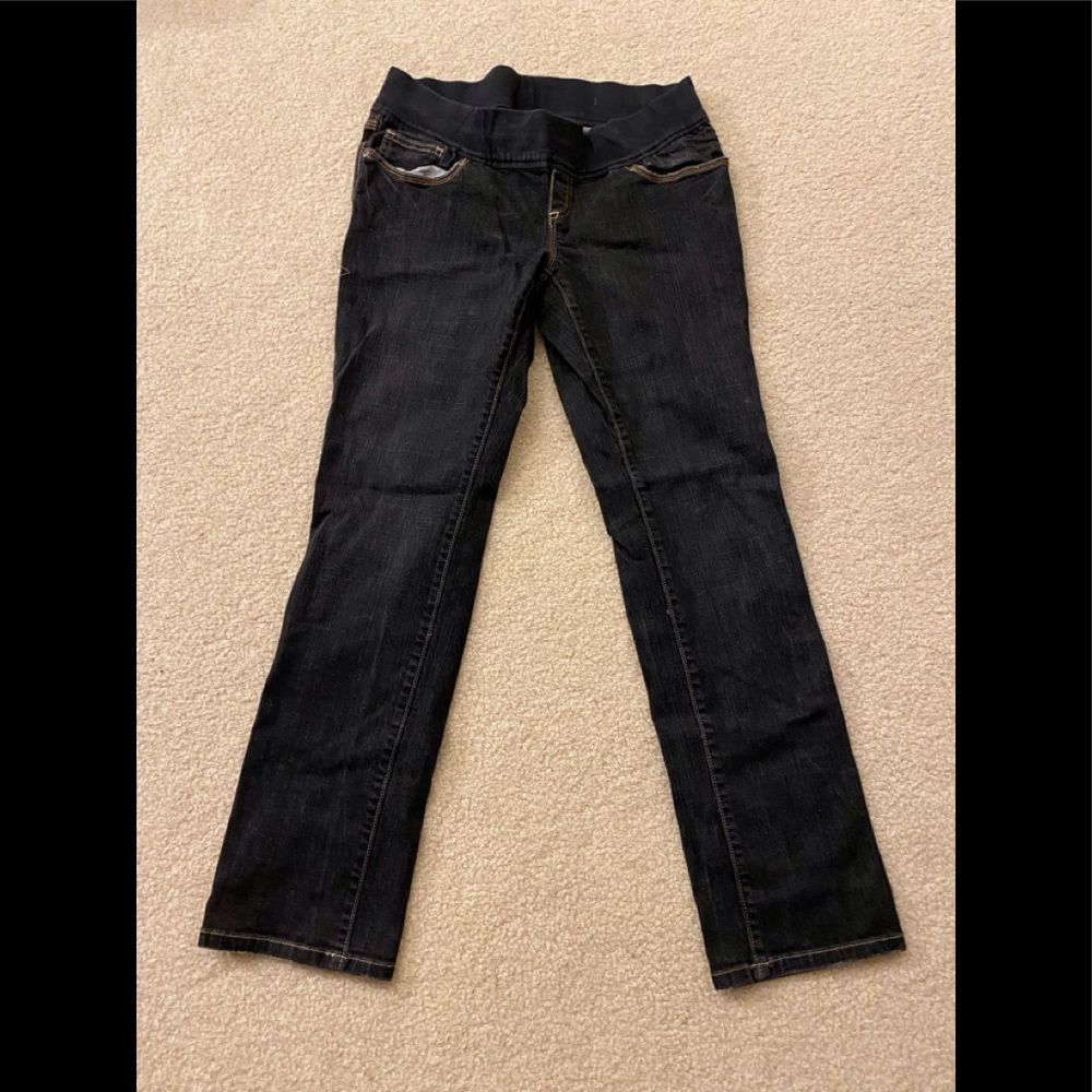 Old Navy Denim OND Maternity Low Rise Straight Leg Size Medium. Black Jeans.